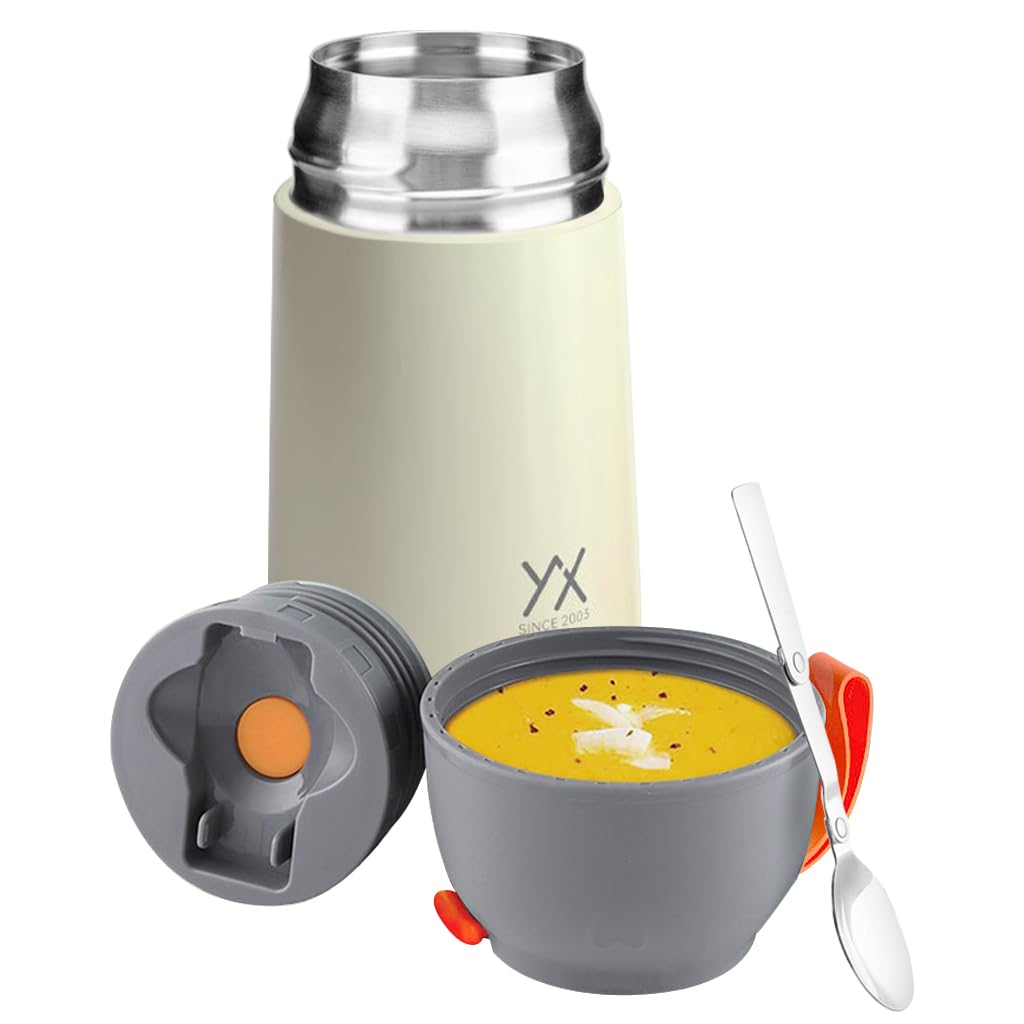 Supvox Thermos Insulated Food Jars, Food Soup Flask Lunch Box for Hot & Cold Food, 650ml Double Wall Vacuum Stainless Steel Thermal Flask Portable Thermal Lunch Container with Spoon Supvox Thermos Insulated Food Jars, Food Soup Flask Lunch Box for Hot & Cold Food, 650ml Double Wall Vacuum Stainless Steel Thermal Flask Portable Thermal Lunch Container with Spoon
